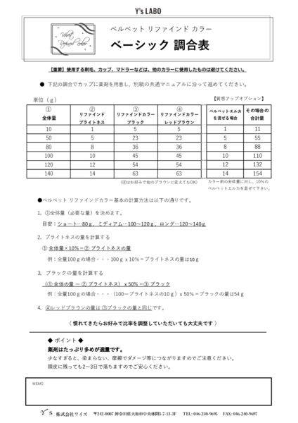 ベーシック調合表のサムネイル